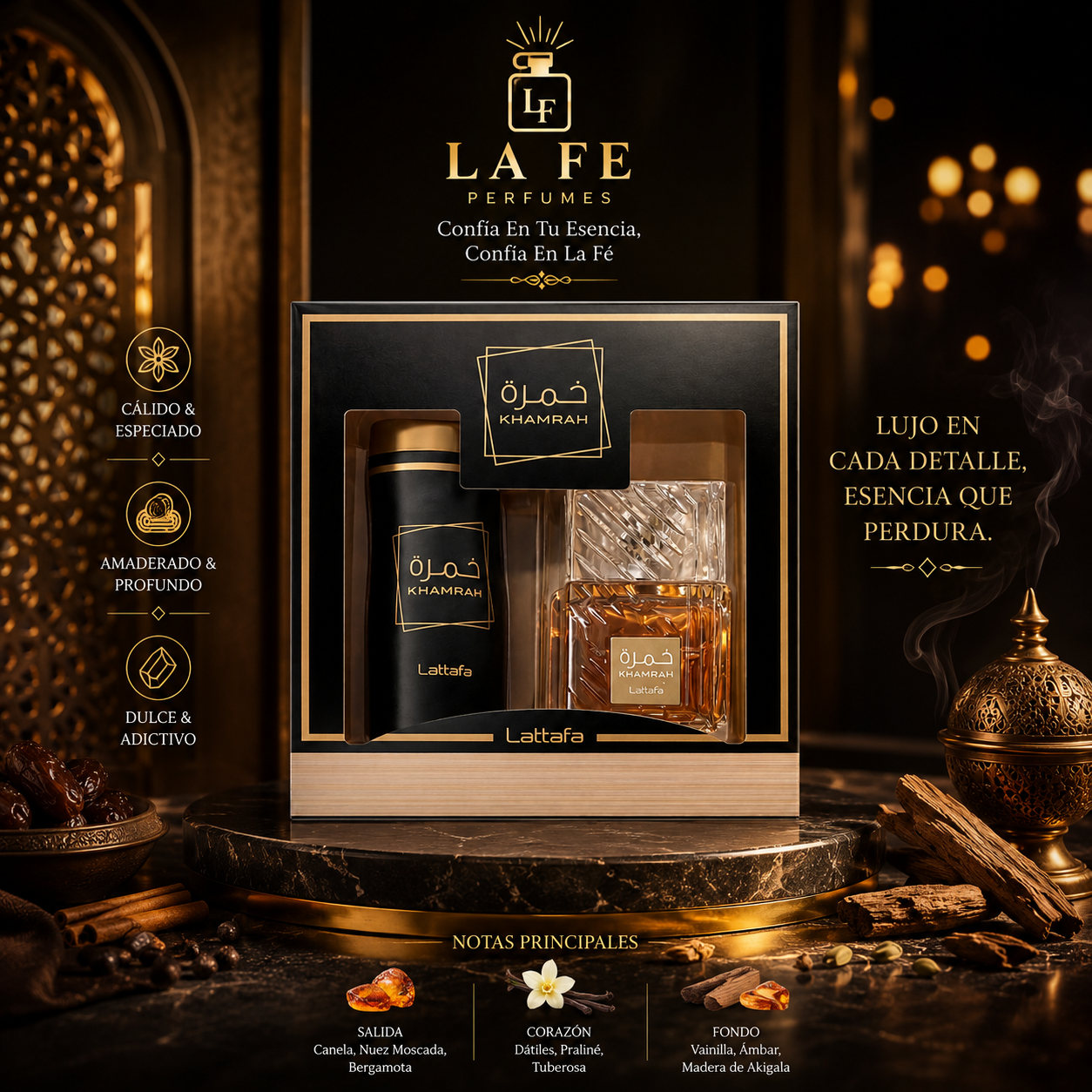 Lattafa Khamrah 100ml EDP + Gift Body Spray 236ml