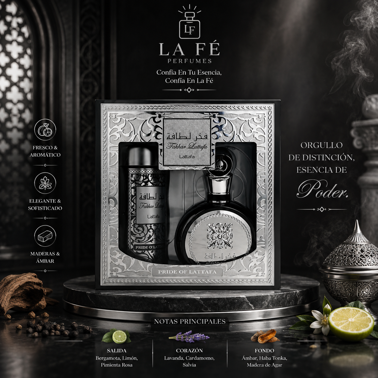 Set Lattafa Fakhar Black + Body Spray 100ml EDP